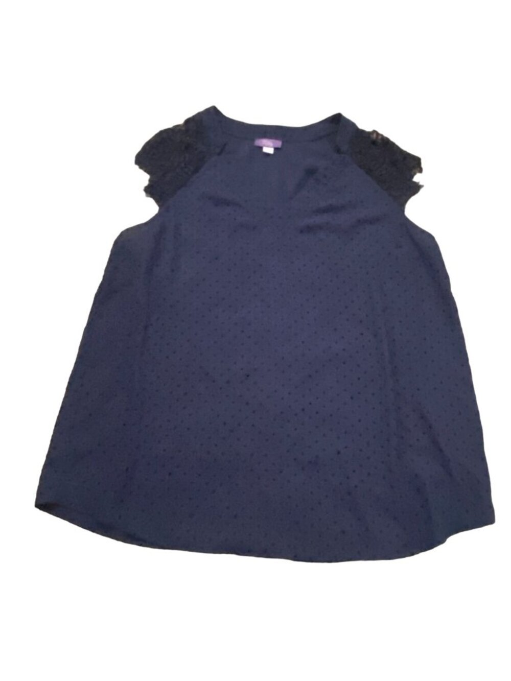 Truly Poppy Womens Textured Smocked Flutter Top-Navy Blue-Size L-GUC